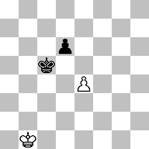 Wit Kb1 en pion e4 Zwart Kc5 en pion d6